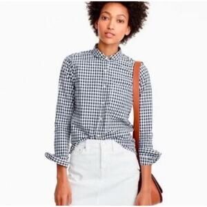 J. Crew Black Gingham Club Collar Boy Shirt Size 10